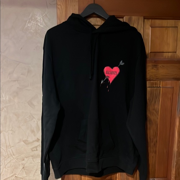All Saints Black Hoodie with Pink Heart Design - Picture 1 of 2